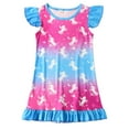 thumbnail image 4 of WIBACKER Toddler Girls Nightgowns 3-9 Years Flutter Short Sleeves Nightdress Little Kids Sleepwear Unicorn Pajamas, 4 of 8