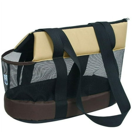 Pet Cat Carrier Handbag Breathable Sightseeing Shoulder Bag Tote Brown L