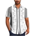thumbnail image 2 of Nmnitkp Men's Short Sleeve Button Down Shirt, Bamboo Print Casual Collared Top, Lightweight Summer Vacation Relaxed Fit Shirt for Men White,L, 2 of 6