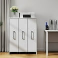 thumbnail image 2 of LUMAMIN File Cabinet with 3 Pulled Out Doors, Slide Out Filing Cabinet with Wheels, Multi-Functional Printer Stand Under Desk Storage for Office or Living Room, White, 2 of 10