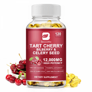 BEWORTHS Organic Tart Cherry Extract Capsules with Bilberry Fruit & Celery Seed, 1200mg High Potency for Joint Support & Muscle Recovery, 120 Capsules