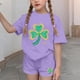 thumbnail image 2 of Vestido de manga corta Estilo Niños Día de San Patricio impreso cuello redondo blusa y pantalones Set de dos piezas Blusa de manga corta, 2 of 6