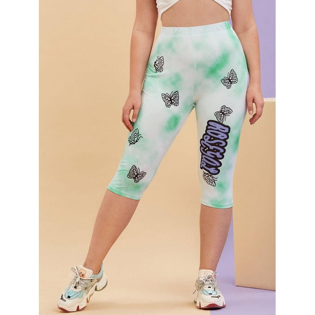 PLUS TAMAÑO BUTTERFLY TIE TIE DYE ROSEGAL LOOGAN LEGGINGS Rosegal Leggings de talla grande