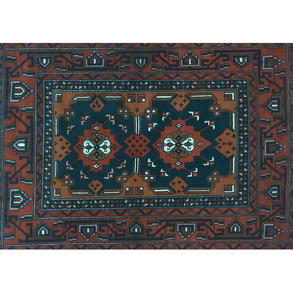 Ahgly Company Indoor Rectangle Persian Light Blue Traditional Area Rugs, 7' x 10'