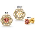 thumbnail image 5 of Gem Stone King 18K Yellow Gold Plated Silver Stud Earrings with Jackets Mystic Topaz and Moissanite (2.72 Cttw), 5 of 6