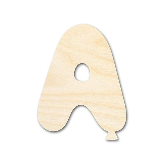 Unfinished Wood Balloon Letter A Shape 7" / 1/4"