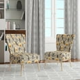 thumbnail image 2 of Designart "Beige Dreamy Garden" Yellow Floral Upholstered Accent Chair - Cottage Arm Chair For Bedroom, 2 of 5