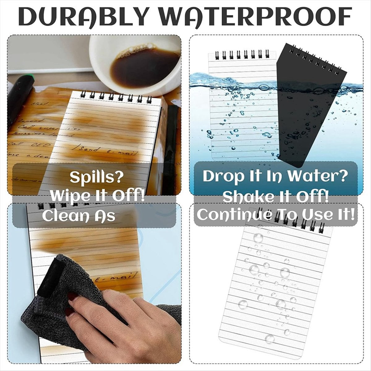 16PCS Waterproof Notebook 3x5 All-Weather Spiral Pocket Notepad Write in the Rain Waterproof Notepad