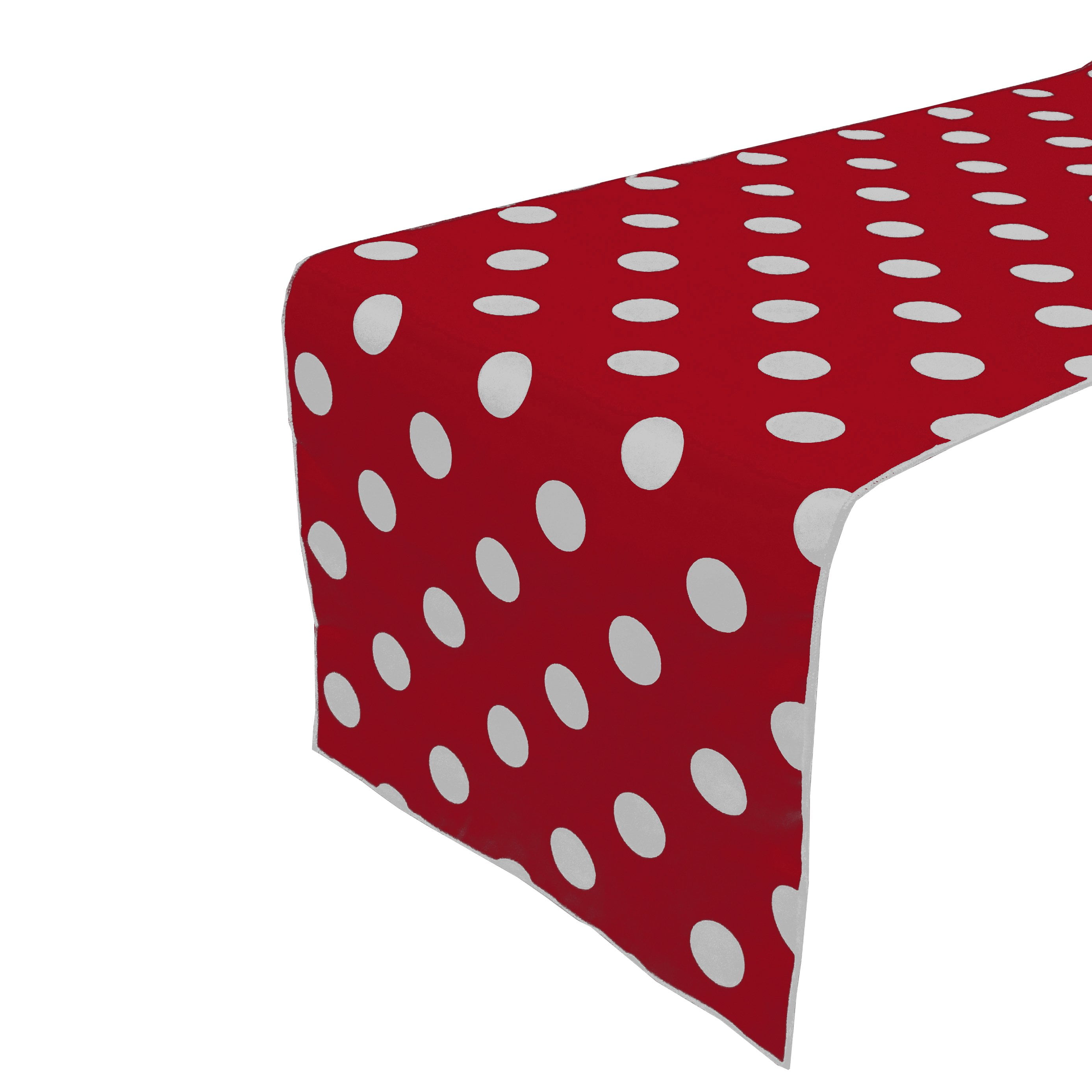 WHITE POLKA DOT PURE 100% COTTON TABLE CLOTH COVER RED NAPKINS LINEN 