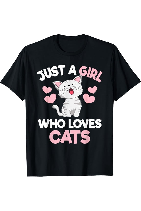 Just A Girl Who Loves Cats Cat Lover Cute Cat Kitty T-Shirt