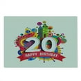 thumbnail image 2 of 20th Birthday Cutting Board, Geometric Shapes Design with Castle Circles on Backdrop 20 Theme Image, Decorative Tempered Glass Cutting and Serving Board, Large Size, Multicolor, by Ambesonne, 2 of 5