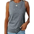 thumbnail image 2 of Fangasis Women T Shirts Solid Color Vest Crew Neck Tank Tops Ladies Sexy Blouse Round Collar Daily Wear Pullover Dark Gray XL, 2 of 6