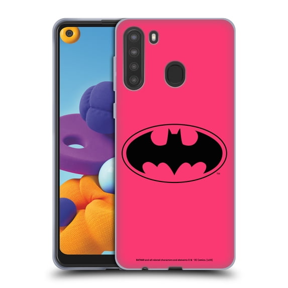 Head Case Designs Officially Licensed Batman DC Comics Logos Pink Soft Gel Case Compatible with Samsung Galaxy A21 (2020)