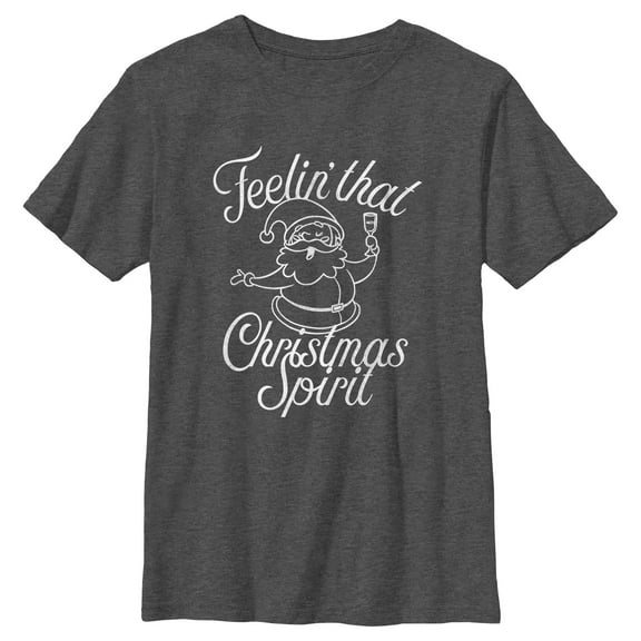 Boy's Lost Gods Feelin' That Christmas Spirit  Graphic Tee Charcoal Heather Small