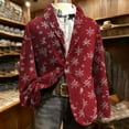 thumbnail image 2 of oelaio Mens Christmas Blazer Big and Tall Corduroy Suit Jacket Xmas Snowflake Print Long Sleeve 2 Button Business Office Jacket Holiday Party Blazers Red S, 2 of 8