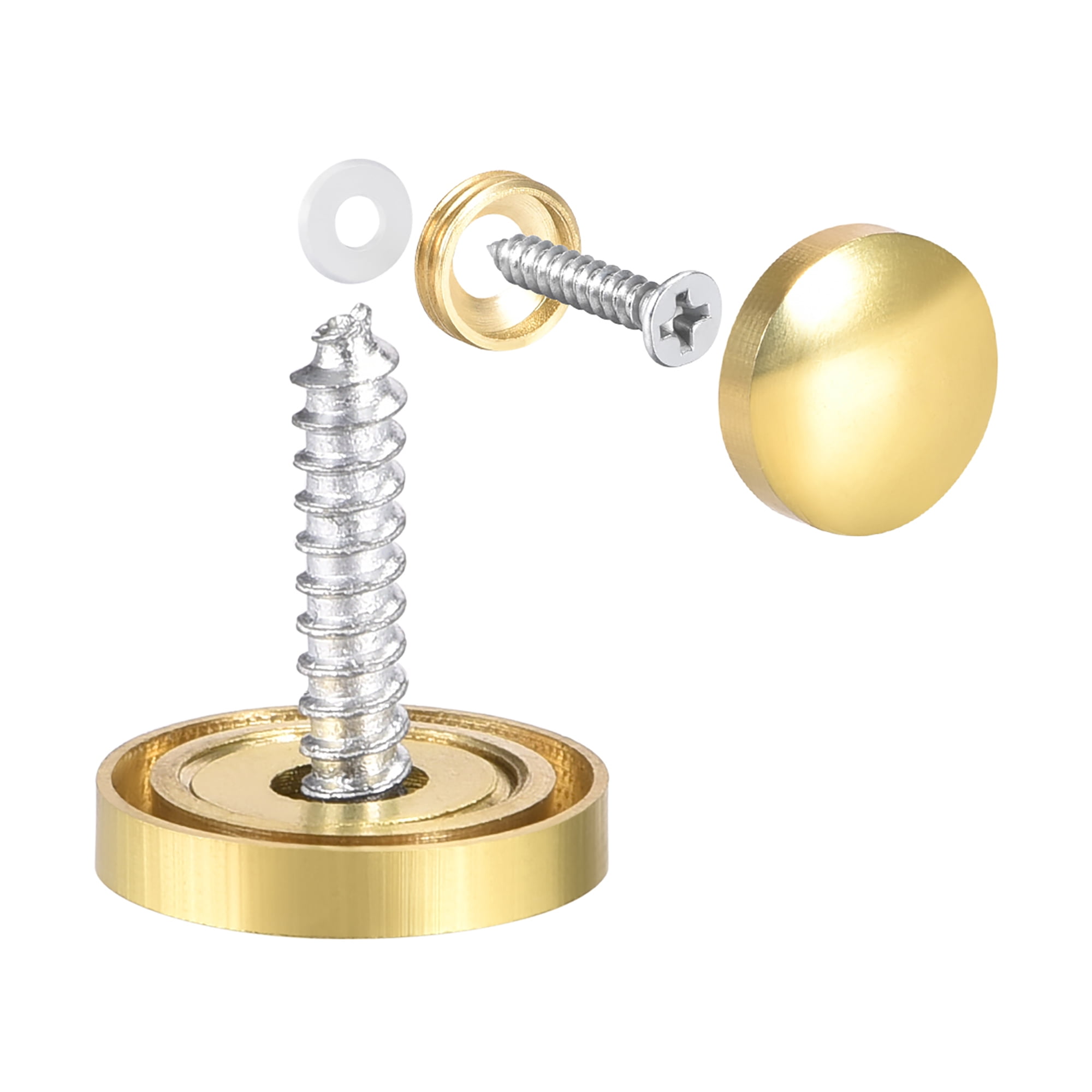 Mirror Screws Decorative Caps Cover Nails Polished Gold 16mm 8Pcs