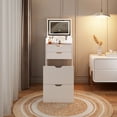 thumbnail image 3 of S-HOME Multifunctional 3-in-1 Vanity Desk With Flip HD Mirror And Two Sliding Drawers,  Hidden Storage Stool, And Three Color Lighting Modes
, White, 3 of 12