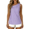 thumbnail image 5 of RQYYD Womens Sleeveless Asymmetric Neck Tops Casual Striped Blouses Button Front Tank Tee Shirts Daily Clothes, 5 of 6
