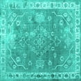 thumbnail image 1 of Ahgly Company Indoor Square Abstract Turquoise Blue Contemporary Area Rugs, 7' Square, 1 of 4