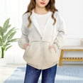 thumbnail image 5 of SGFCWSX Girls Full Zip Hoodie Kids Fleece Sweatshirts Long Sleeve Gradient Sweatshirt Jacket Beige Size 4 Years, 5 of 9