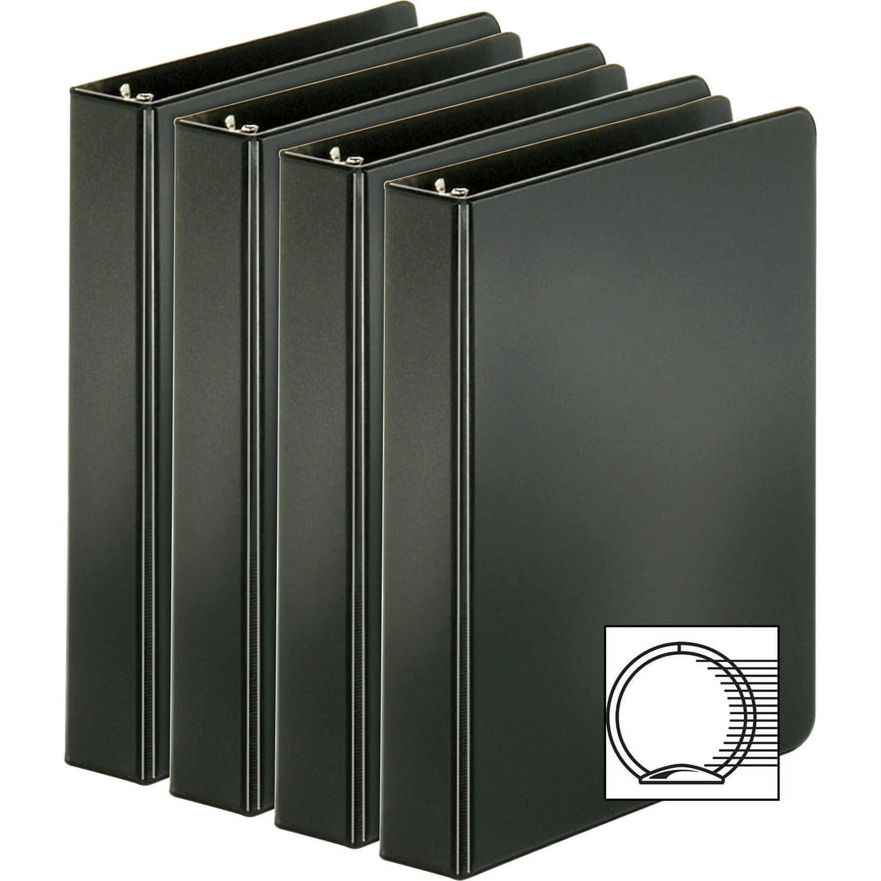 Business Source, BSN28523BD, Basic Round Ring Binders, 4 / Bundle, Black