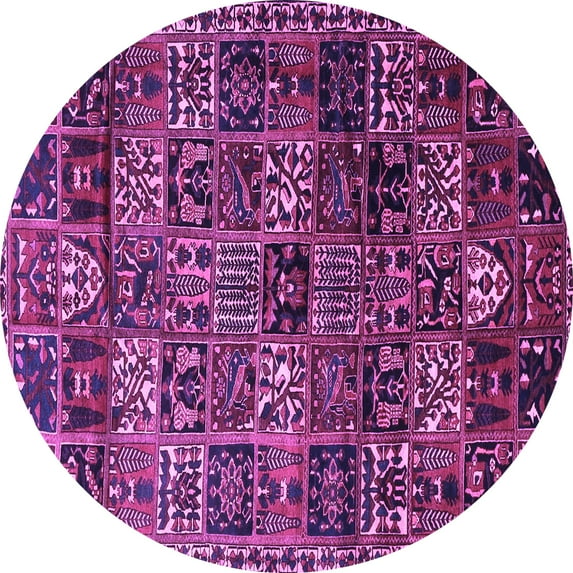 Ahgly Company Indoor Round Animal Purple Traditional Area Rugs, 4' Round