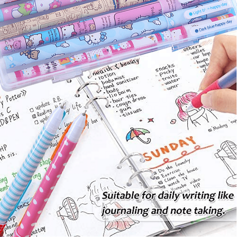 DIBALIYI Aesthetic Retractable Gel Ink Pens, 10 Pcs Colored Pen Fine Point,  0.5 mm Pens Smooth Writing Cute Pens for Planner Women Note Taking
