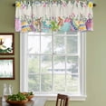 thumbnail image 3 of Vintage Easter Curtain Valances for Windows, Kitchen Valance Window Treatments Panel 2 Pack, Colorful Floral Eggs Bunny Rustic Rod Pocket Short Curtains for Bathroom Bedroom 60 x 18 Inch, 3 of 8