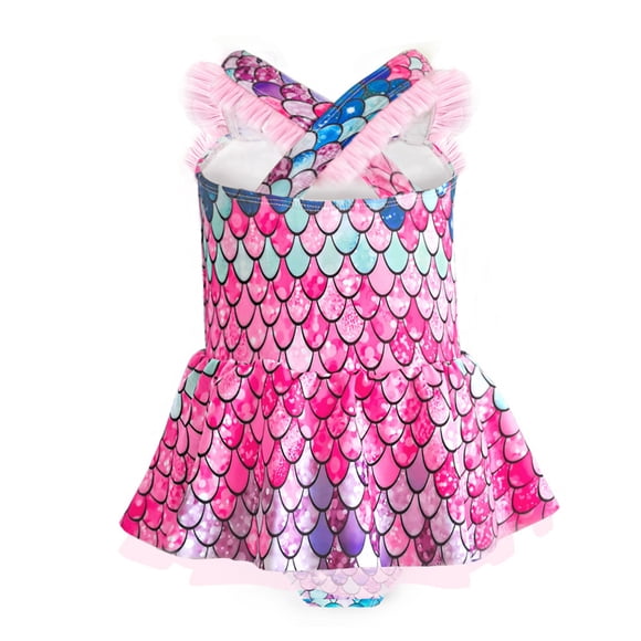 PMVFHDE Girls Bikini Swimsuits Little Girl Dress Swimsuit Waterproof Mermaid Tail for Swimming Purple,6-7 Years