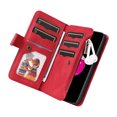 thumbnail image 4 of Multifunctional Case for iPhone 7 Plus, iPhone 8 Plus,9 Credit Cards Holder with Wrist Strap, Premium PU Leather Zipper Wallet Purse Magnetic Flip Phone Cover For iPhone 8 Plus/7 Plus, Red, 4 of 12