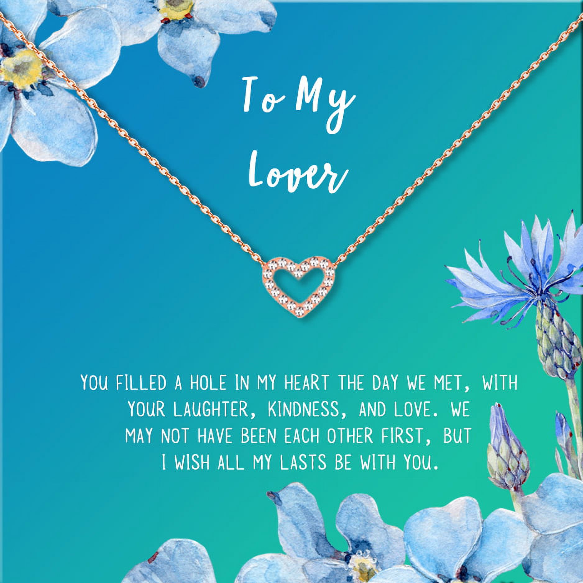 Anavia To My Lover Necklace Gift, Lover Birthday Gift, Mother's Day Gift, Proposal Gift, Card Gift for Girlfriend-[Rose Gold Mini Crystal Heart, Bright Blue Gift Card]