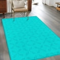 thumbnail image 4 of 2.7x5 Area Rugs, Turquoise Plaid Non-Skid Rubber Backing Large Rectangle Rugs - Living Room Bedroom Home Office, Geometric Leaf Diamond Morocco Abstract Indoor Floor Mat Carpets Washable Rug, 4 of 9