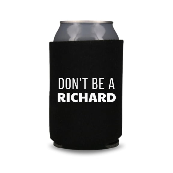 Funny Beer Can Cooler, Don't Be A Richard Can Coolie, Funny Coolies Drink Accessory, Beer Sleeves, Party Gift Favors (Black)