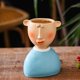 thumbnail image 2 of Lindo retrato de busto de cabeza humana, maceta, florero artístico Azul, 2 of 8