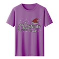thumbnail image 3 of Frostluinai Christmas Rhinestone Tee Shirts Women Crew Neck Xmas Party Shirt Funny Letter Print Short Sleeve Tshirts S-XXL, 3 of 7