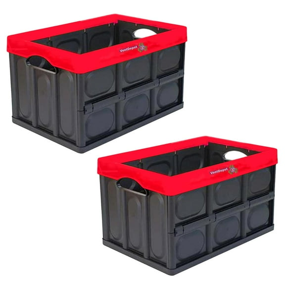 Caja Plegable de Almacenamiento VentDepot InstaRed 2 Pzas 10kg 53x36x29cm Negro/Rojo
