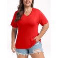 thumbnail image 2 of DreamFish Women's Plus Size Tops V Neck T Shirts Summer Short Sleeve Oversized Tees Casual Loose Fit Tunic, 2 of 5