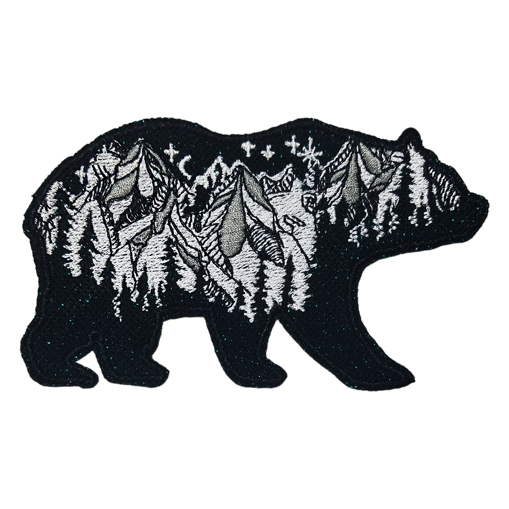 Glitter Bear Mountains Embroidered Patch Iron/Sew-On Applique Travel Souvenir