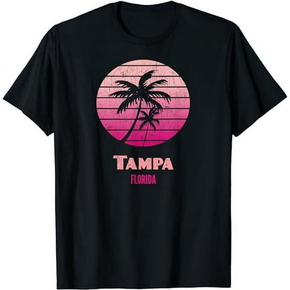 Vintage Tampa Florida Womens Pink Palm Tree Souvenir T shirt