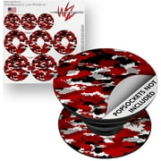 Decal Style Vinyl Skin Wrap 3 Pack for PopSockets WraptorCamo Digital Camo Red (POPSOCKET NOT INCLUDED) by WraptorSkinz