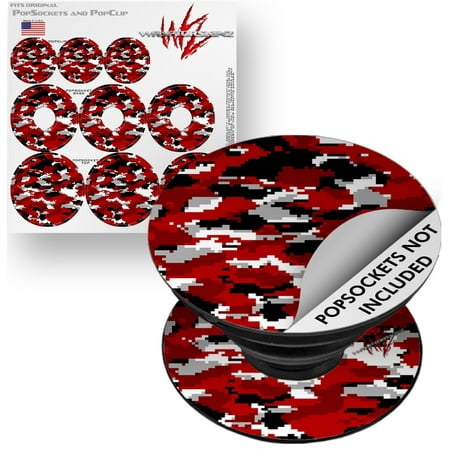 Decal Style Vinyl Skin Wrap 3 Pack for PopSockets WraptorCamo Digital Camo Red (POPSOCKET NOT INCLUDED) by WraptorSkinz