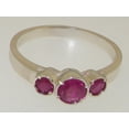 thumbnail image 6 of LBG British Made 925 Sterling Silver Natural Ruby Womens Trilogy Ring - 33 size options, 6 of 7