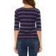 thumbnail image 3 of Camiseta básica de ajuste slim con cuello redondo y mangas de codo para mujeres INSPIRE CHIC, camiseta casual impresa, talla XL, color negro y púrpura, 3 of 6