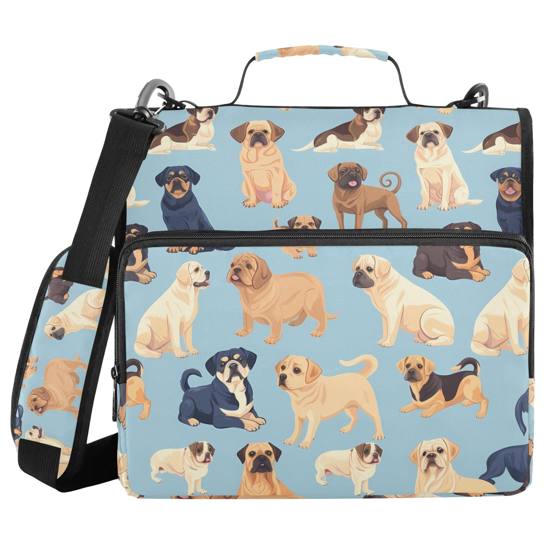 ALAZA Zipper Binder Cartoon Dogs 3 Ring Trapper Keeper File Folder Organizer Bag