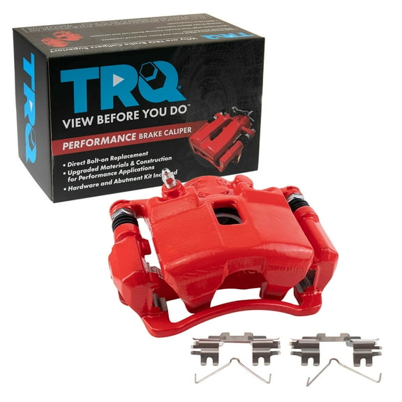 TRQ Front Left Right Brake Caliper w/Bracket Performance Red Driver Passenger Side Compatible with 2002-2006 Acura RSX 2003-2011 Honda Civic 2007-2008 Fit