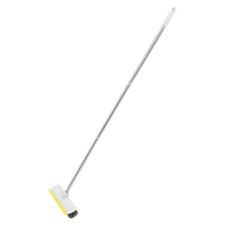 NICEXMAS Hard Bristle Indoor Broom for Hardwood Floors with Long Handle and Scraper