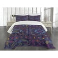 thumbnail image 3 of Ambesonne Psychedelic Quilted Bedspread Set 3 Pcs, Hippie Themed Animals, King Size, Multicolor, 3 of 5