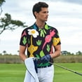 thumbnail image 4 of Lsque Pikmin Pattern Golf Shirts for Men Dry Fit Print Moisture Wicking Performance Short Sleeve Polo Shirt-Large, 4 of 7