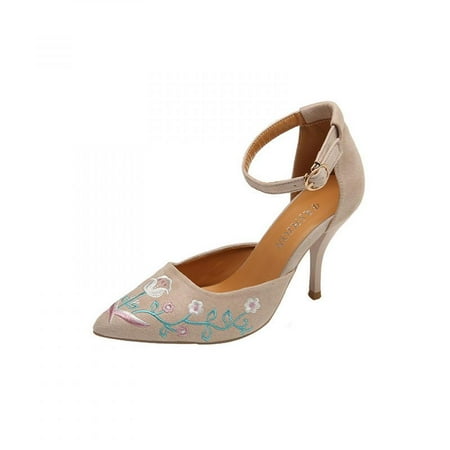 

Homedles Sandals for Women- Heeled Gift for women Open Toe Button Down Summer Comfortable Sandals for Women Beige