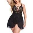 thumbnail image 2 of Avidlove Plus Size Lace Chemsie Woman Lingerie Sleepwear Bridal Nightdress (Black XXL), 2 of 6